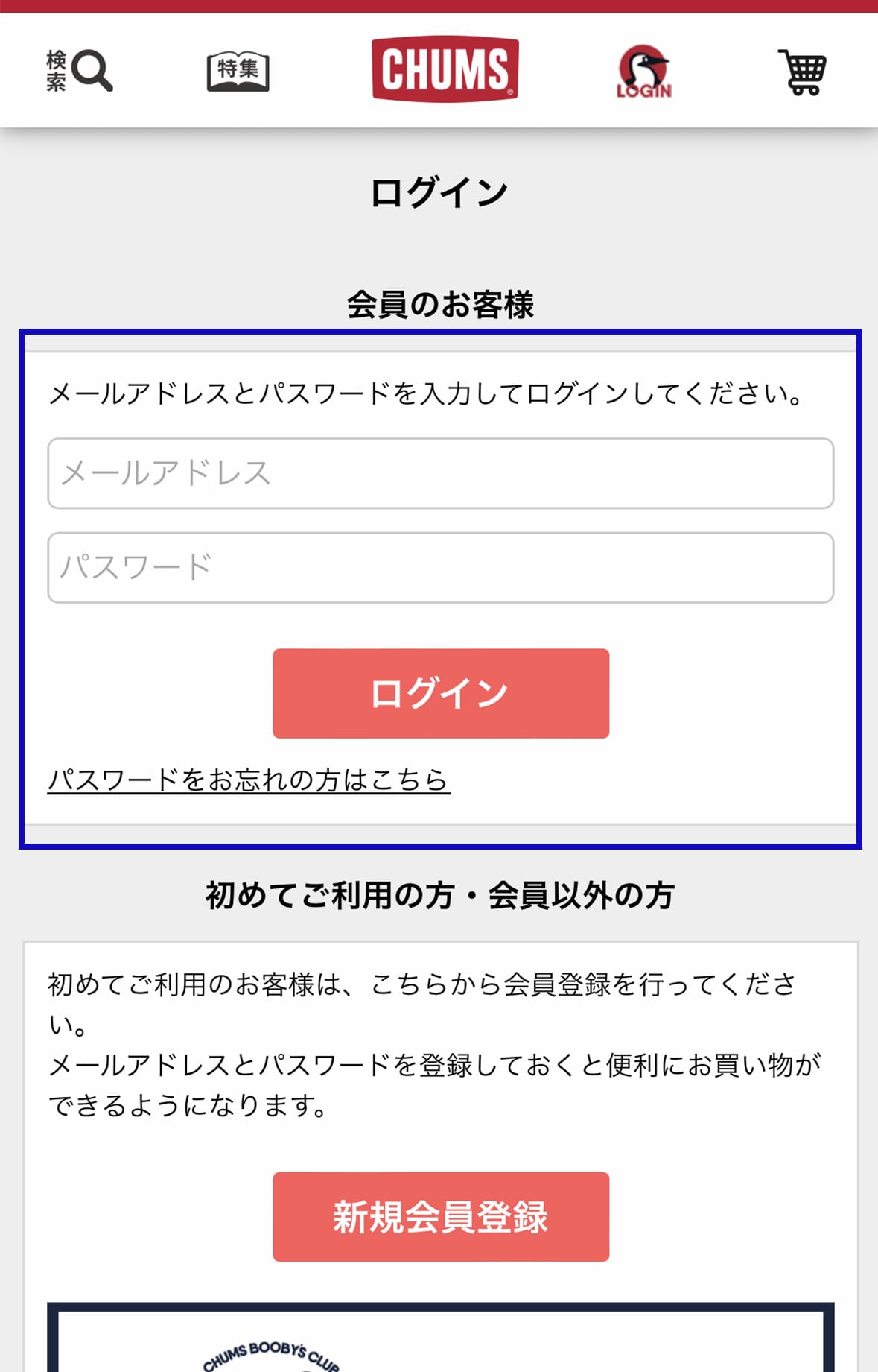 ログイン情報を入力