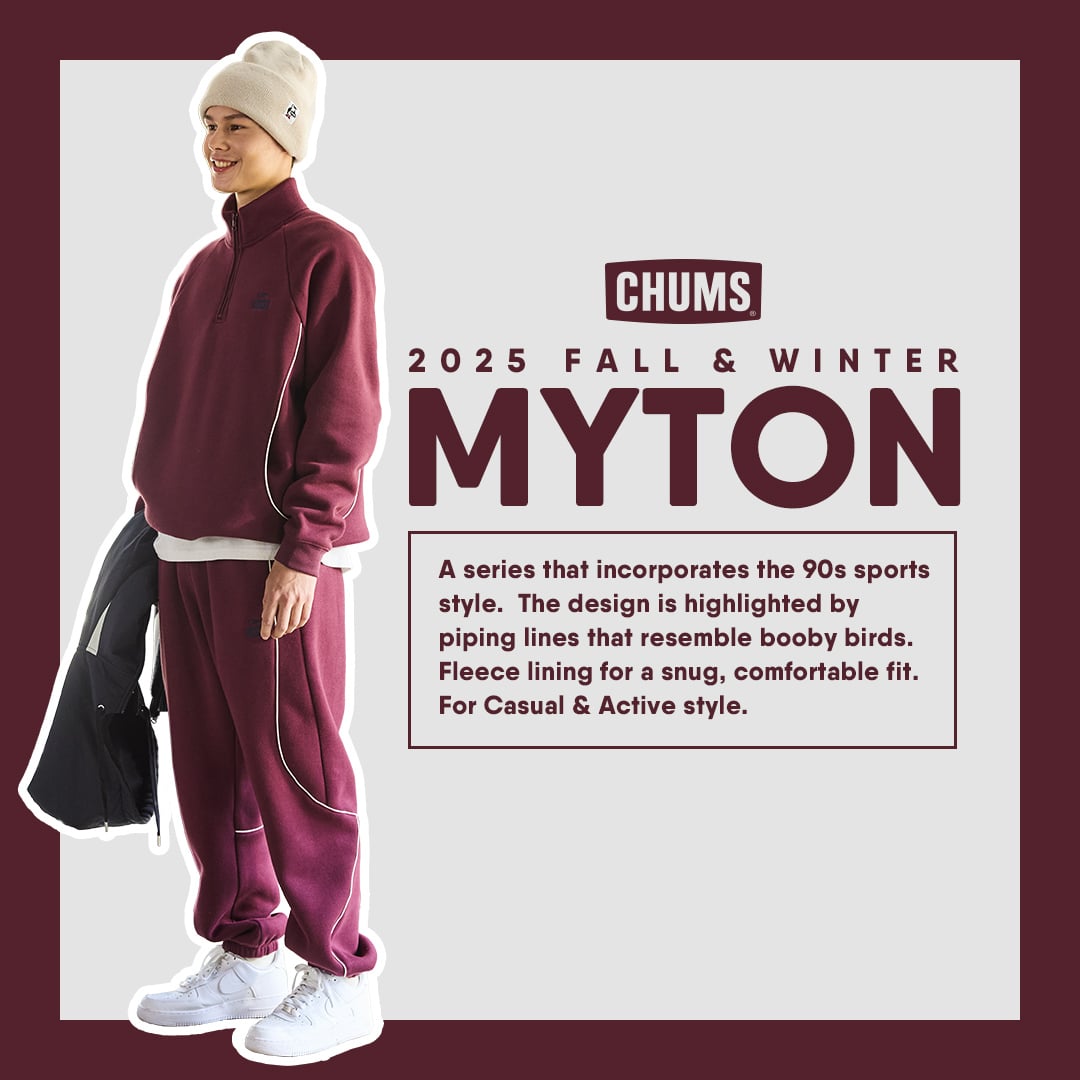 スポーティな切り替えデザインと肉厚でハリ感のある裏起毛スウェットシリーズ：MYTON（マイトン）