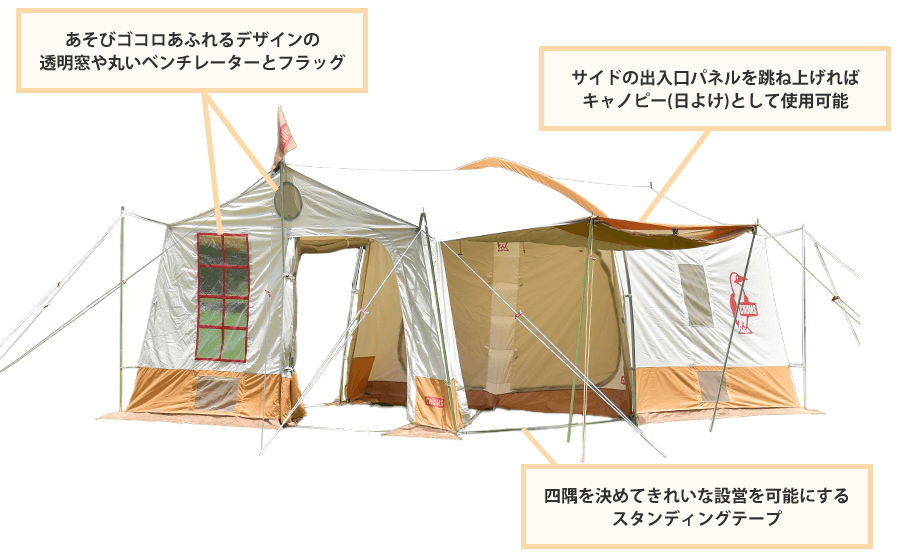 Booby Cabin Tent T/C5 各部位の機能