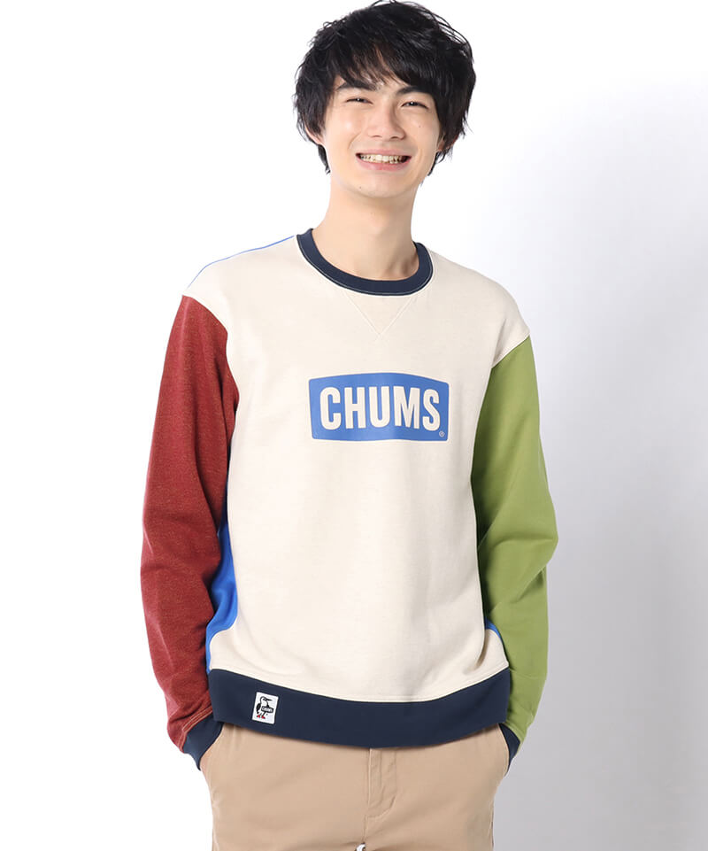 Chums Logo Crew Top チャムスロゴクルートップ トップス スウェット M H Gray X Navy トップス Chums チャムス アウトドアファッション公式通販