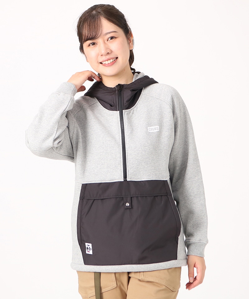 CHUMS Logo Nylon Combi Hoodie/チャムスロゴナイロンコンビフーディ