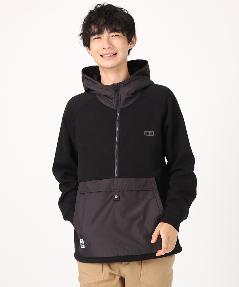 CHUMS Logo Nylon Combi Hoodie/チャムスロゴナイロンコンビフーディ