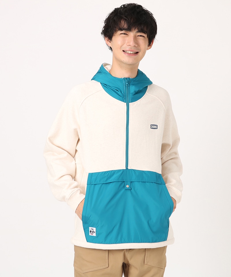 CHUMS Logo Nylon Combi Hoodie/チャムスロゴナイロンコンビフーディ