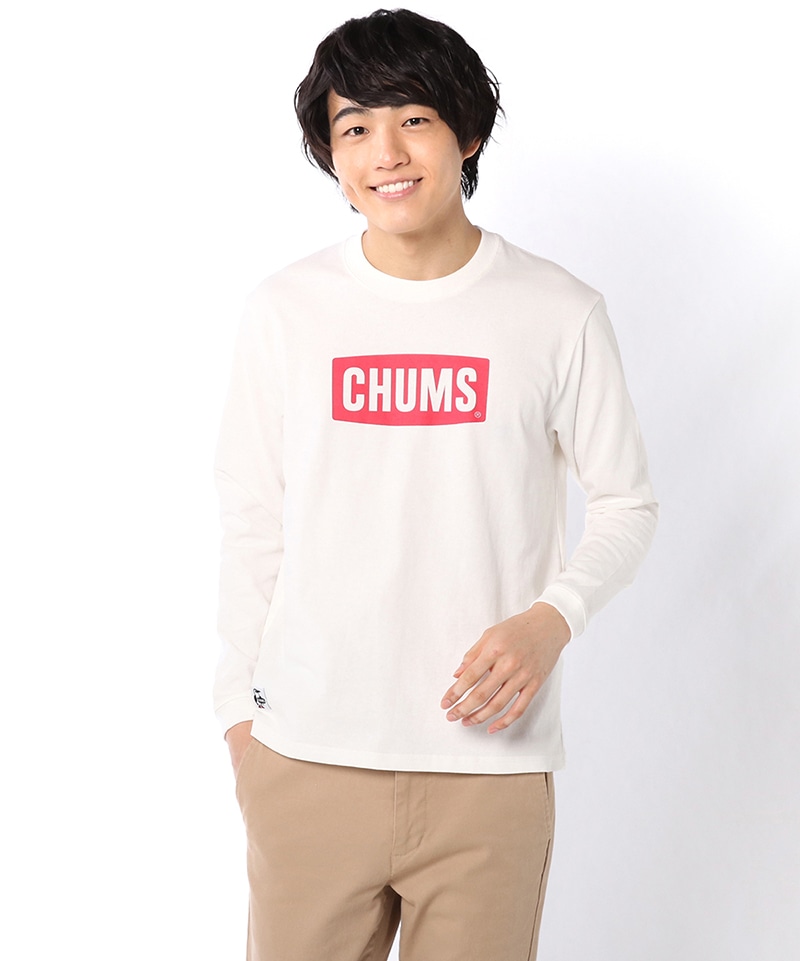 CHUMS Logo L/S T-Shirt/チャムスロゴロングスリーブTシャツ(ロンT/ロングTシャツ)(M White/Navy×Red2):  トップス|CHUMS(チャムス)|アウトドアファッション公式通販