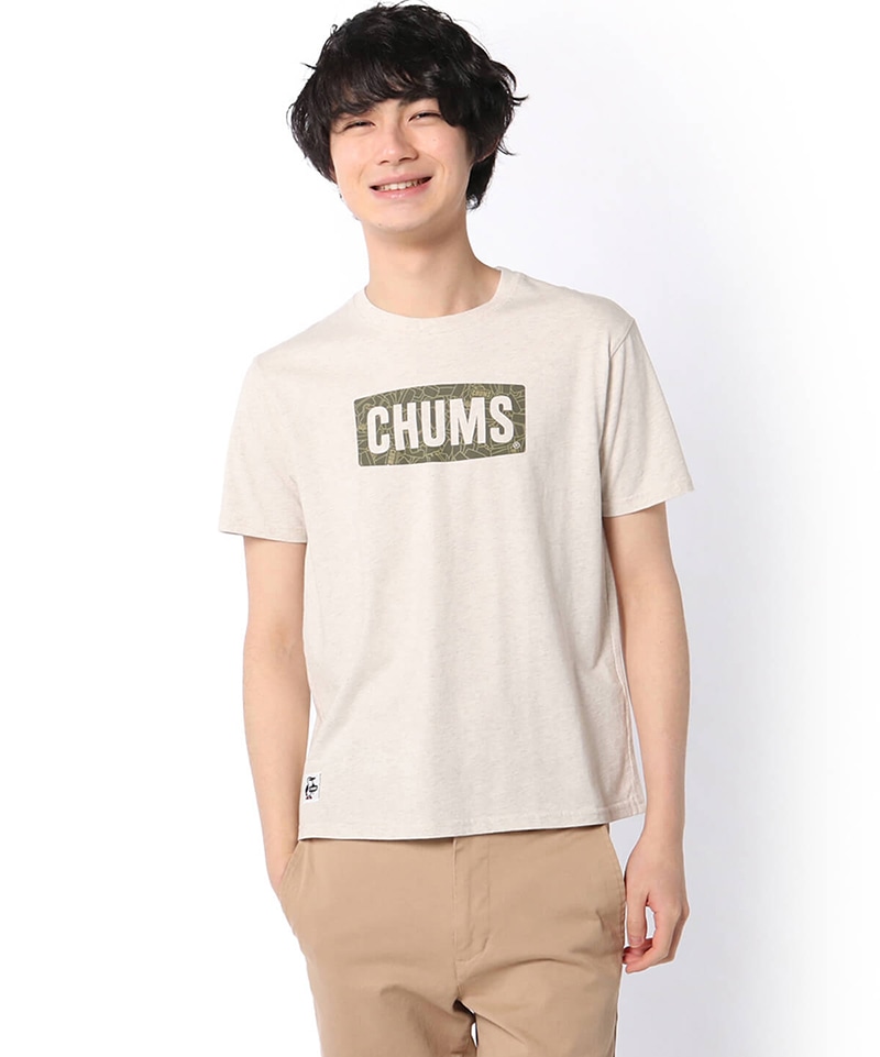 Chums Logo Block T Shirt チャムスロゴブロックtシャツ トップス Tシャツ M H Natural トップス Chums チャムス アウトドアファッション公式通販