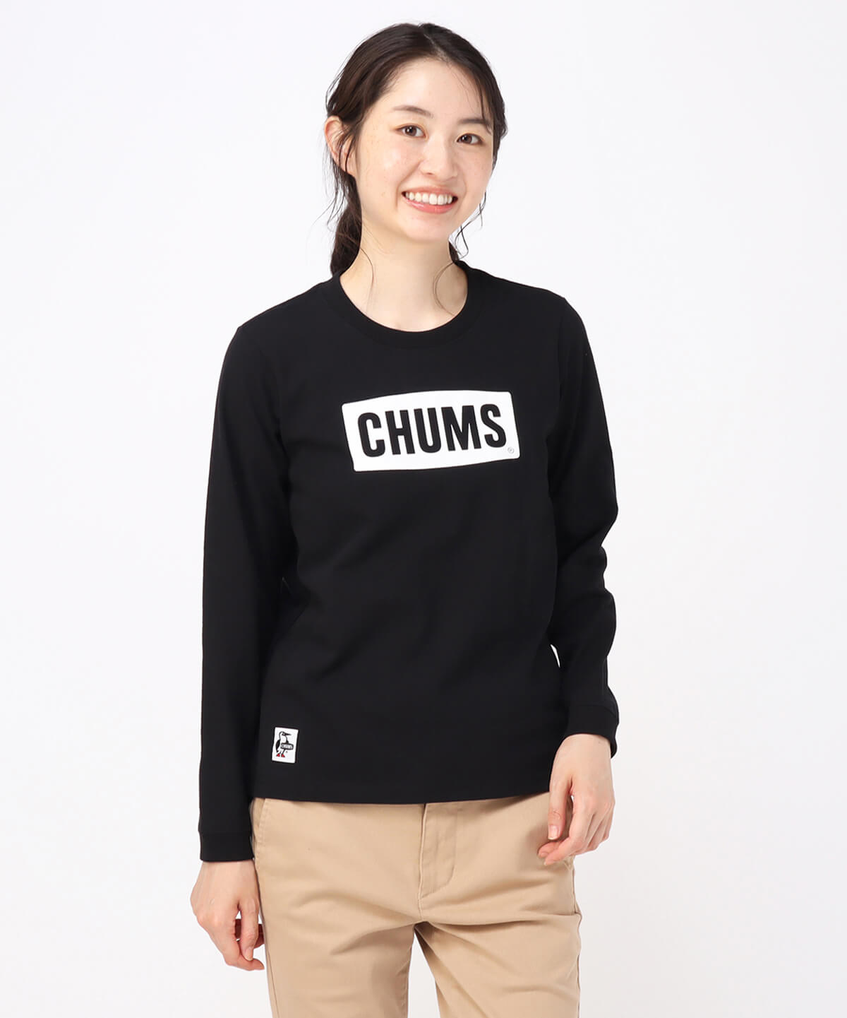 CHUMS Logo L/S T-Shirt/チャムスロゴロングスリーブTシャツ(ロンT/ロングTシャツ)(M H/Gray×Navy): トップス| CHUMS(チャムス)|アウトドアファッション公式通販