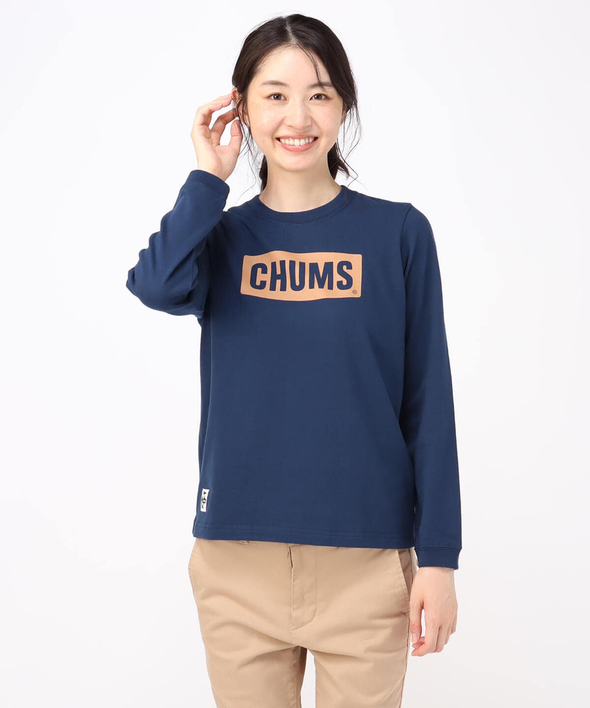 CHUMS Logo L/S T-Shirt/チャムスロゴロングスリーブTシャツ(ロンT/ロングTシャツ)(M H/Gray×Navy): トップス| CHUMS(チャムス)|アウトドアファッション公式通販