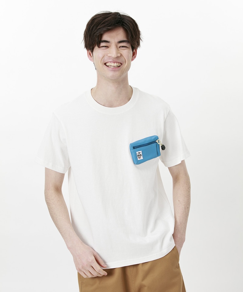 Key Coin Case Pocket T Shirt 限定 キーコインケースポケットtシャツ トップス Tシャツ M Black トップス Chums チャムス アウトドアファッション公式通販
