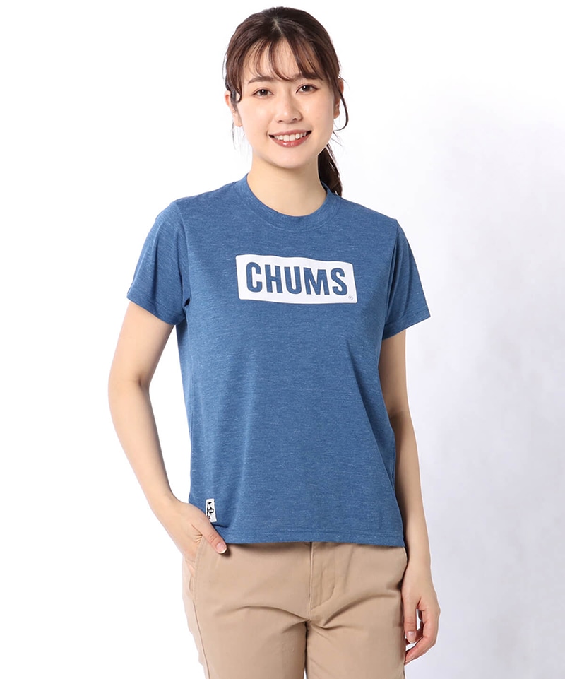 Chums Logo T Shirt Dry Indigo チャムスロゴtシャツドライインディゴ トップス Tシャツ M Indigo Border トップス Chums チャムス アウトドアファッション公式通販