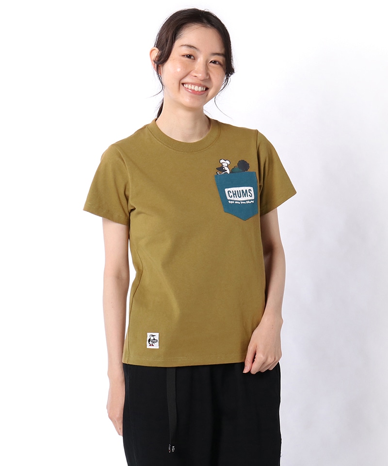 q With Your Chums Pocket T Shirt バーベキューウィズユアチャムスポケットtシャツ トップス Tシャツ M Navy トップス Chums チャムス アウトドアファッション公式通販