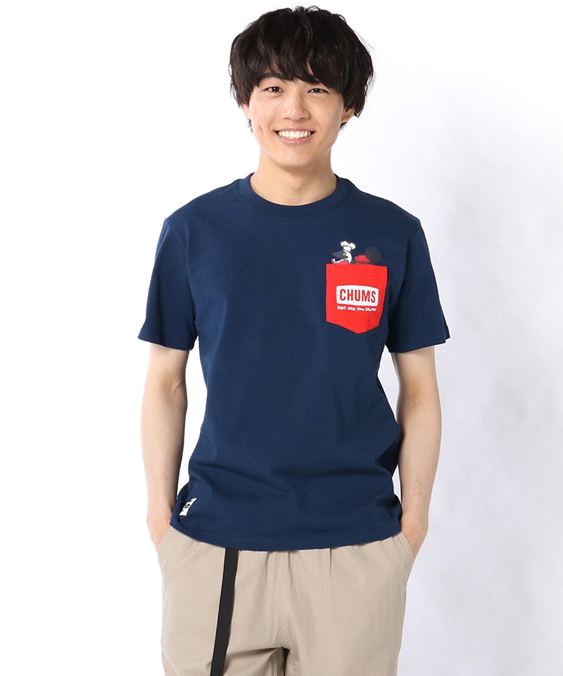 q With Your Chums Pocket T Shirt バーベキューウィズユアチャムスポケットtシャツ トップス Tシャツ M Navy トップス Chums チャムス アウトドアファッション公式通販