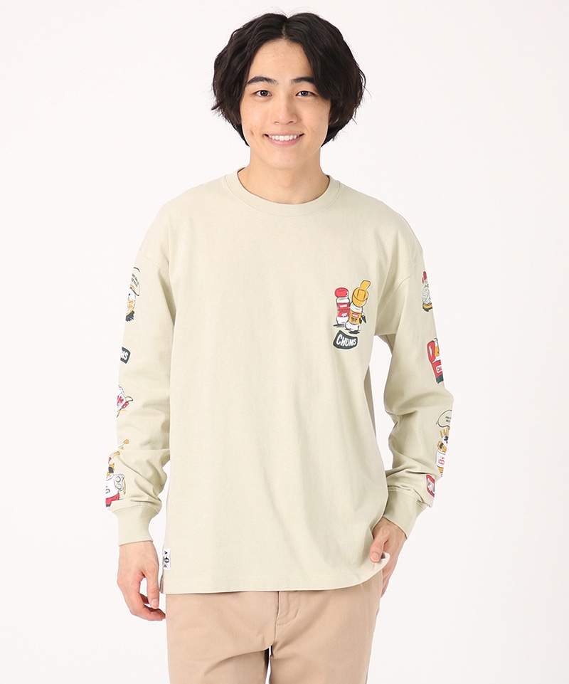 Oversized BBQ Spice L/S T-Shirt/オーバーサイズドバーベキュースパイスロングスリーブTシャツ(ロンT/ロングTシャツ)(M  Greige): トップスCHUMS(チャムス)|アウトドアファッション公式通販