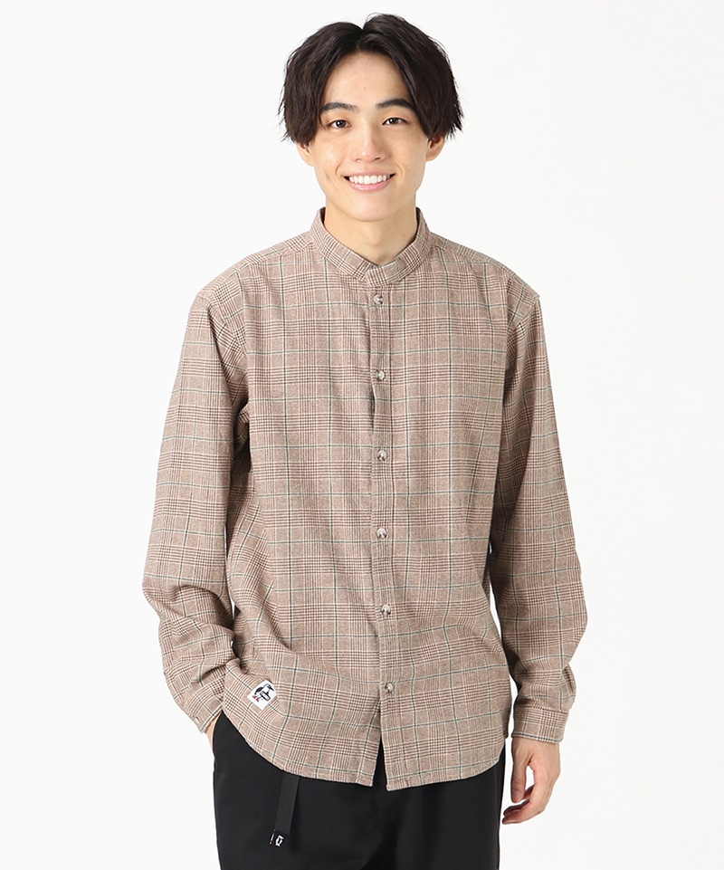 Nel Full Button Band Collar Shirt(ネルフルボタンバンドカラーシャツ(シャツ/トップス))