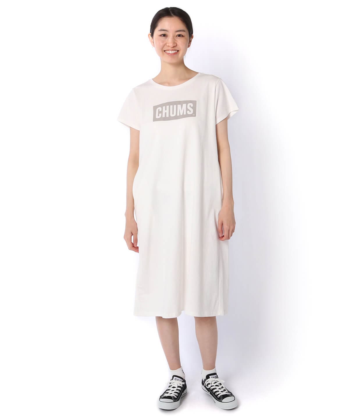 Chums Logo Dress チャムスロゴドレス ワンピース Womens M Pink ワンピース スカート Chums チャムス アウトドアファッション公式通販