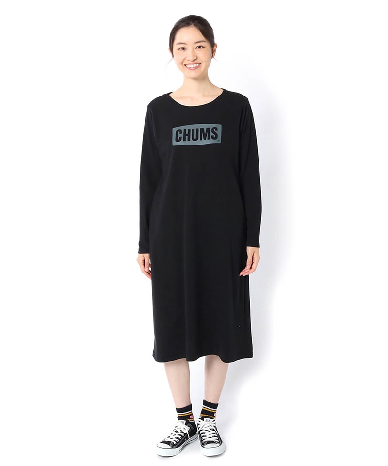 Chums Logo L S T Dress チャムスロゴロングスリーブティードレス ワンピース Womens M Navy X Navy ワンピース スカート Chums チャムス アウトドアファッション公式通販