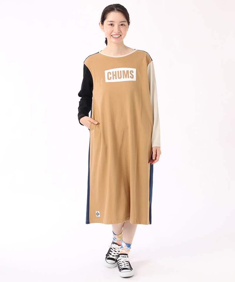 CHUMS Logo Brushed L/S T-Dress/チャムスロゴブラッシュドロング