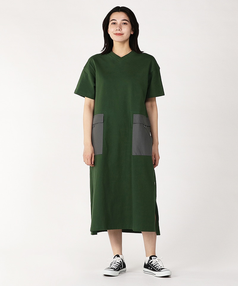 Heavy Weight Side Pocket V Neck Dress/ヘビーウエイトサイドポケット 