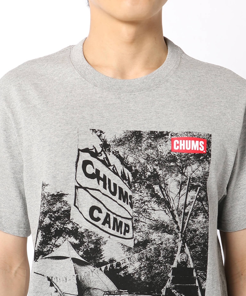 Chums Camp Photo T Shirt チャムスキャンプフォトtシャツ トップス Tシャツ M H Gray トップス Chums チャムス アウトドアファッション公式通販