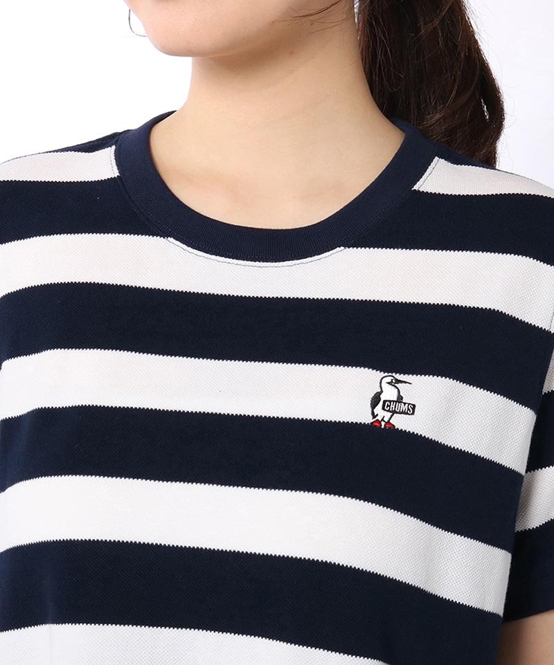 Booby Pique Crew One Piece ブービーピケクルーワンピース ワンピース ポロシャツ Womens M White Navy ワンピース スカート Chums チャムス アウトドアファッション公式通販