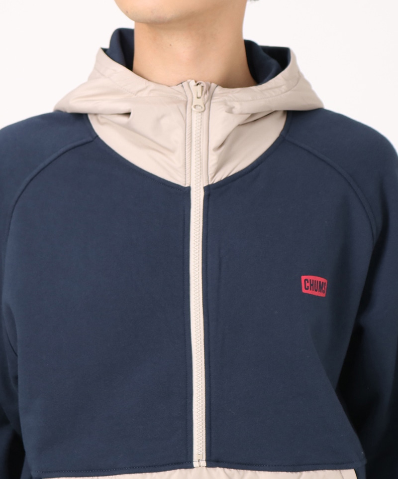 CHUMS Logo Nylon Combi Hoodie/チャムスロゴナイロンコンビフーディ