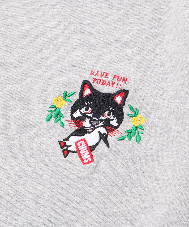 刺繍 | BSCプレイングキャットオーバーサイズドロングスリーブTシャツ