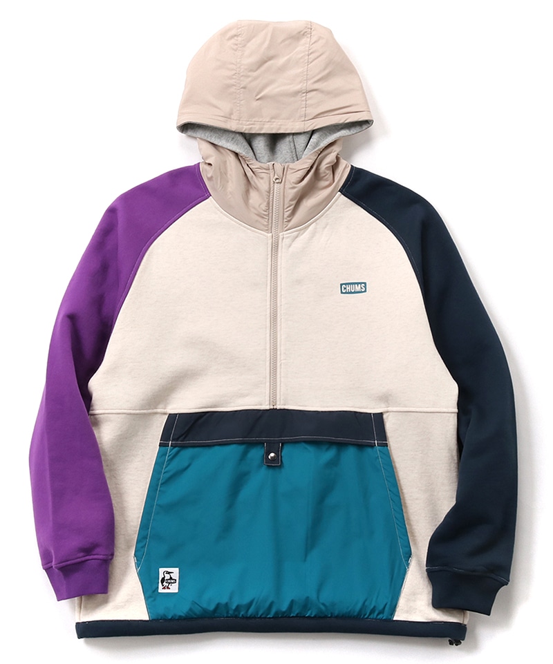 CHUMS Logo Nylon Combi Hoodie/チャムスロゴナイロンコンビフーディ ...