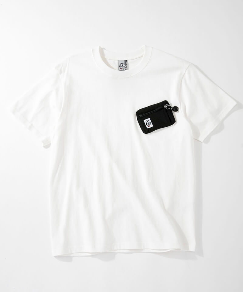 Key Coin Case Pocket T Shirt 限定 キーコインケースポケットtシャツ トップス Tシャツ M Black トップス Chums チャムス アウトドアファッション公式通販