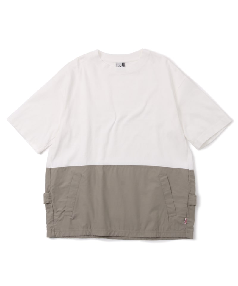 White |ヘビーウエイトバックサイドユーティリティポケットTシャツ