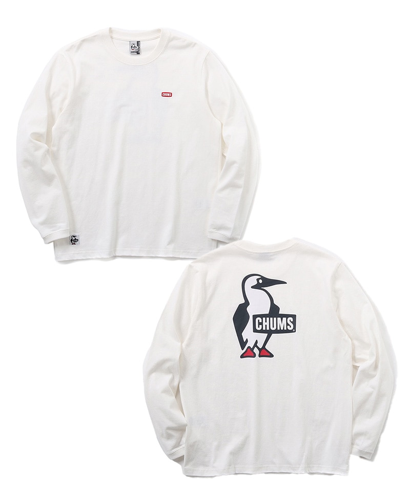 White |ブービーロゴブラッシュドロングスリーブTシャツ