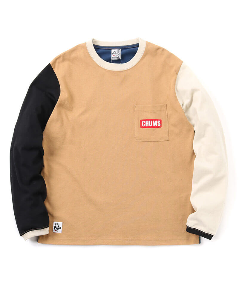 Beige Crazy | チャムスロゴポケットブラッシュドロングスリーブTシャツ