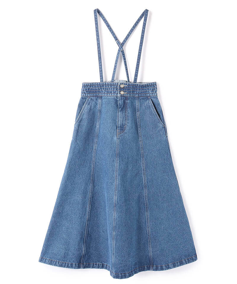 Suspenders Denim Skirt