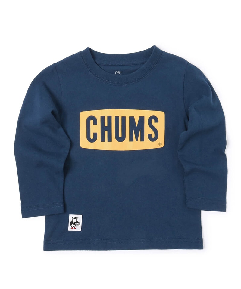 Kid S Boat Logo L S T Shirt キッズボートロゴロングスリーブtシャツ キッズ ロングtシャツ Kid Sm Navy Yellow キッズ Chums チャムス アウトドアファッション公式通販