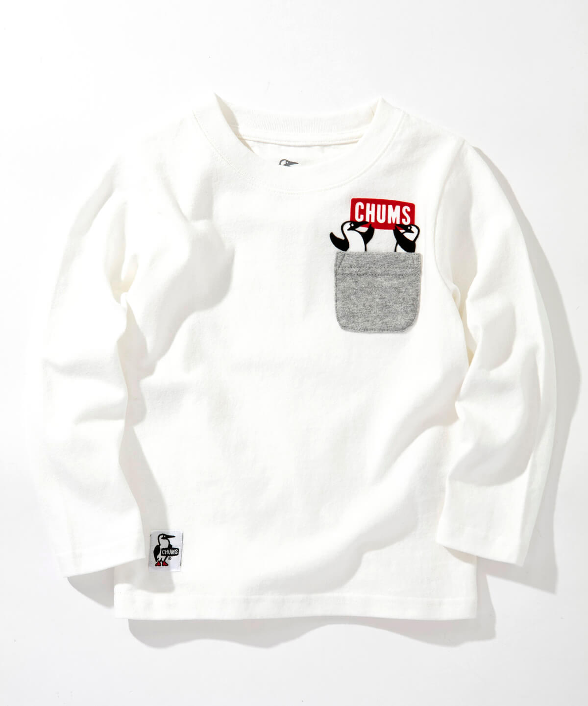 Kid S Booby Pocket L S T Shirt キッズブービーポケット長袖tシャツ キッズ トップス Kid Sm White キッズ Chums チャムス アウトドアファッション公式通販