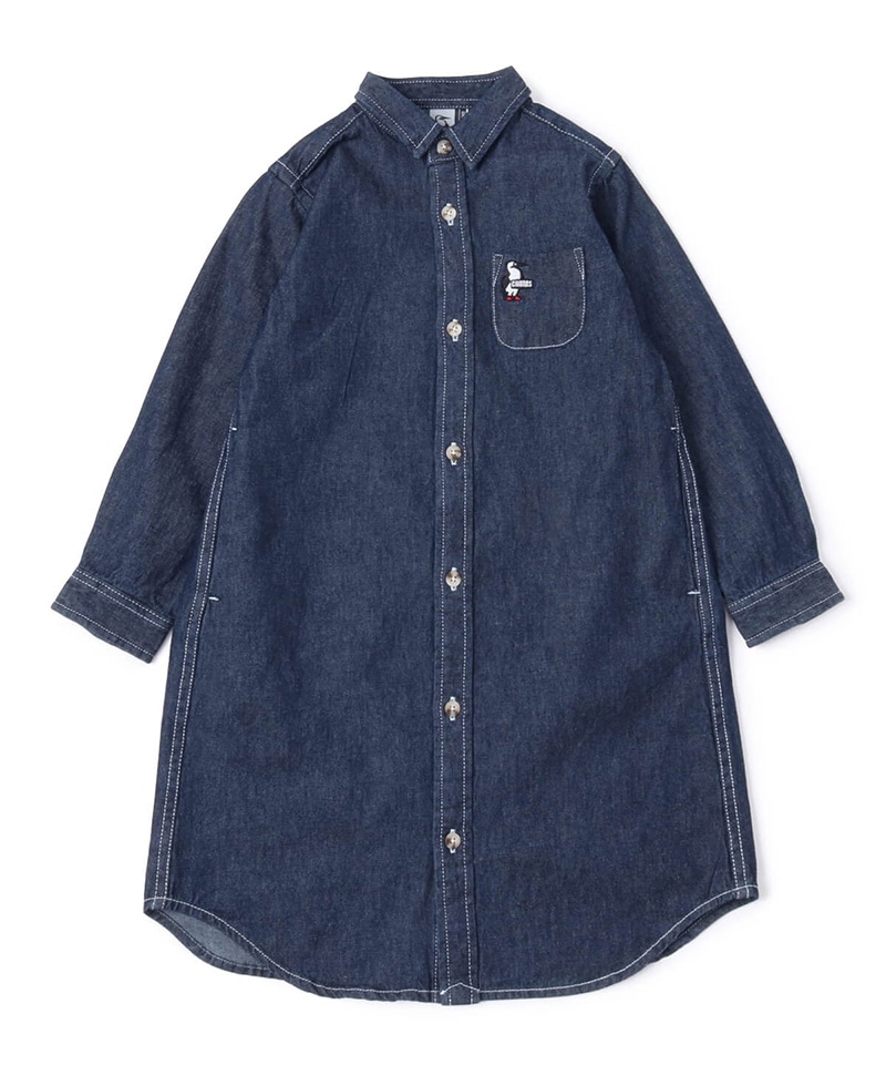 Kid S Denim Shirt One Piece キッズデニムシャツワンピース キッズ ワンピース Kid Sm Indigo キッズ Chums チャムス アウトドアファッション公式通販