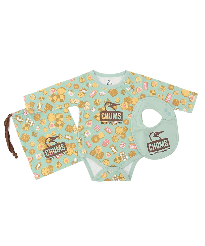 Baby Patterned L/S Gift Set(ベビーパターンドロングスリーブギフトセット(ベビー｜ロンパース｜スタイ))
