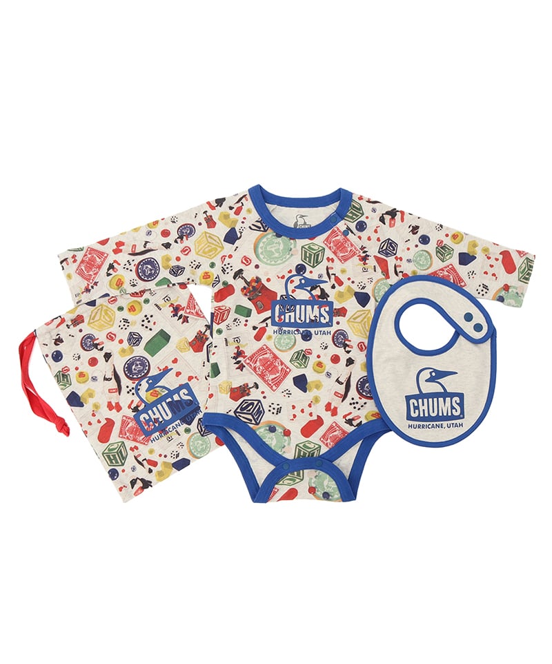 Baby Patterned L/S Gift Set(ベビーパターンドロングスリーブギフトセット(ベビー|ロンパース|スタイ))