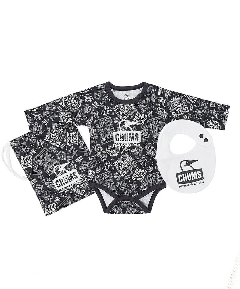 Baby Patterned L/S Gift Set(ベビーパターンドロングスリーブギフトセット(ベビー|ロンパース|スタイ))