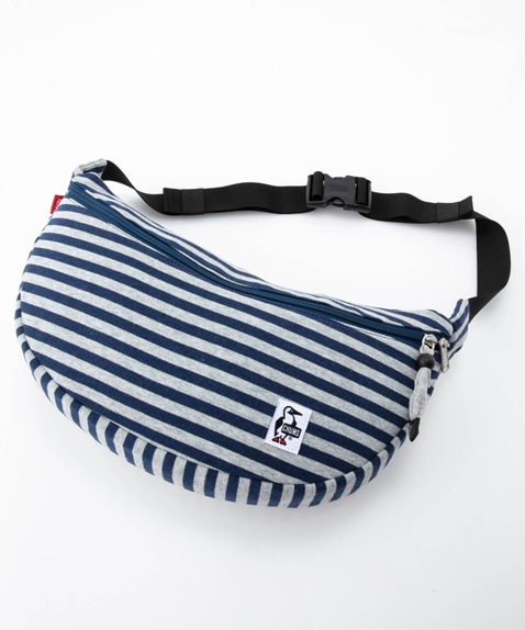 Banana Diagonal Waist Bag Sweat バナナダイアゴナルウエストバッグスウェット ボディー ショルダーバッグ サイズなし H Gray Navy Border バッグ Chums チャムス アウトドアファッション公式通販