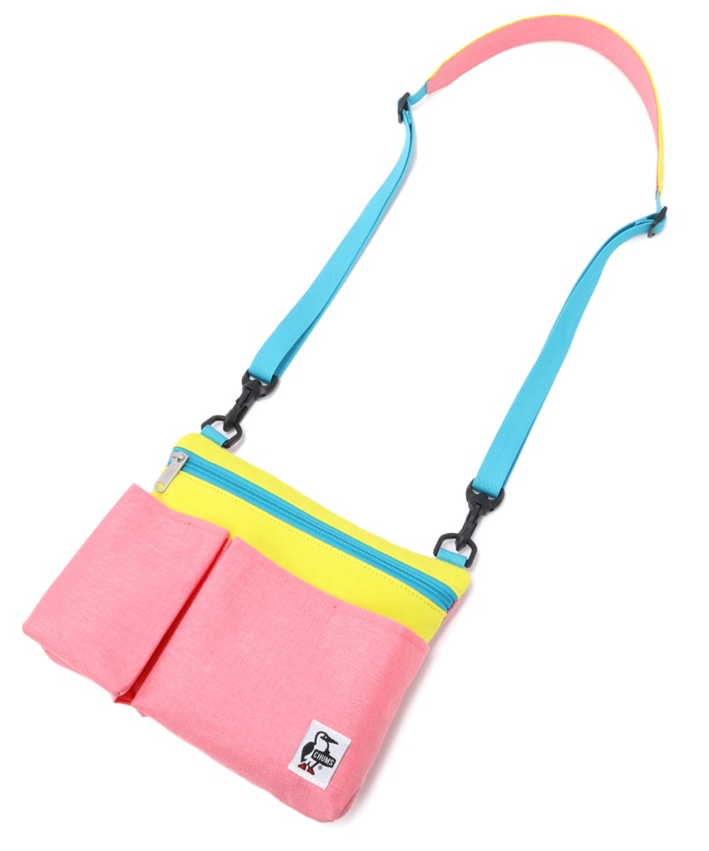 Bottle Pocket Shoulder Sweat Nylon ボトルポケットショルダースウェットナイロン ショルダーバッグ Free Neon Lime X Salmon バッグ Chums チャムス アウトドアファッション公式通販