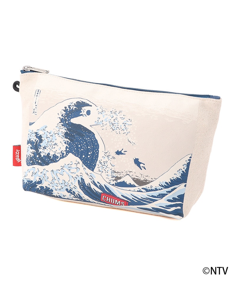 【限定】CHUMS x 葛飾北斎 浪裏 Canvas Pouch(【限定】CHUMS x 葛飾北斎 浪裏キャンバスポーチ（ポーチ｜ケース）)