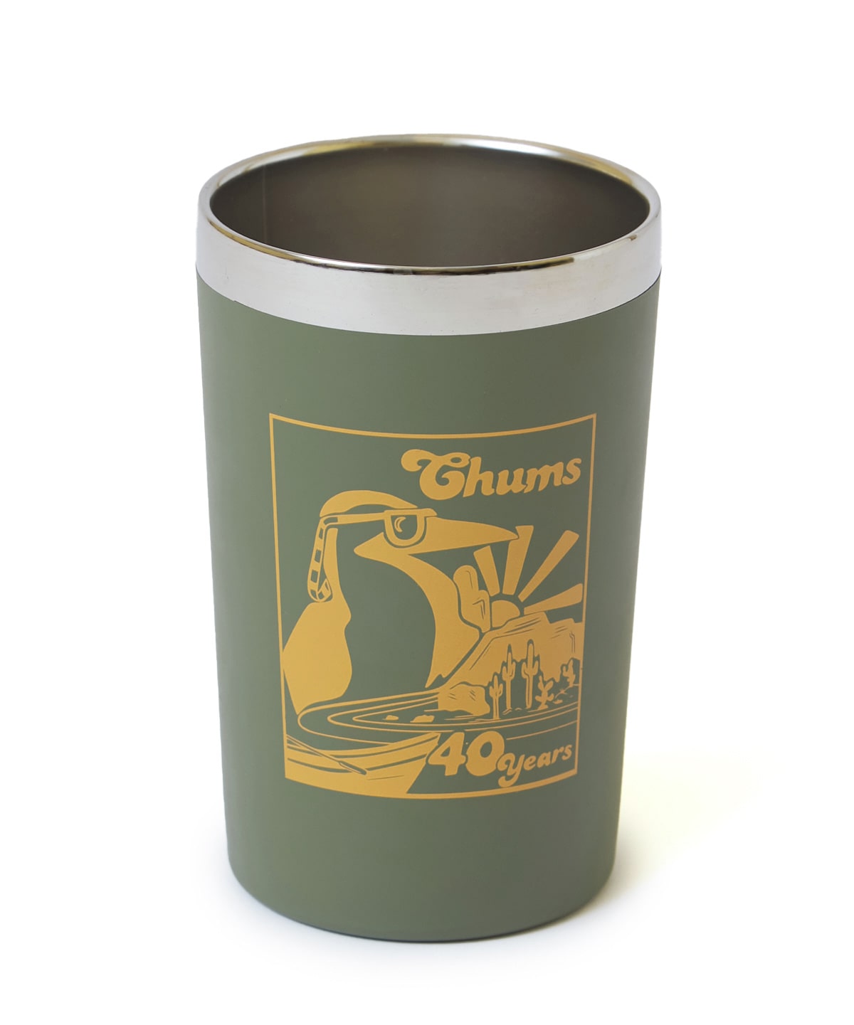 【直営店限定】CHUMS 40 Years Camper Stainless Tumbler Khaki x Yellow